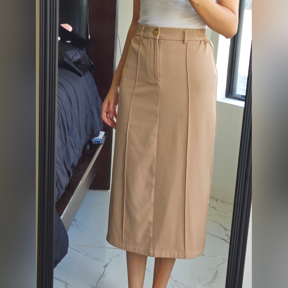 khaki  midi skirt